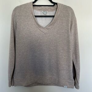 Orvis V-Neck Long Sleeve Modal Blend Pullover Sweatshirt‎ - Beige - Size Small